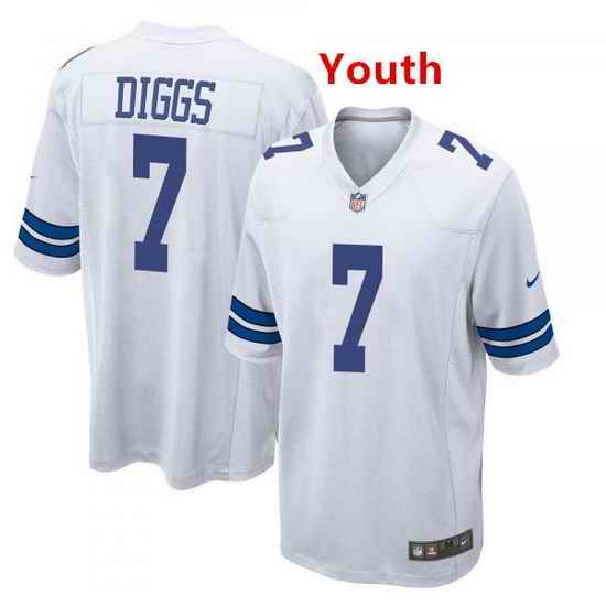 Youth Dallas Cowboys 7 Trevon Diggs  White Jersey